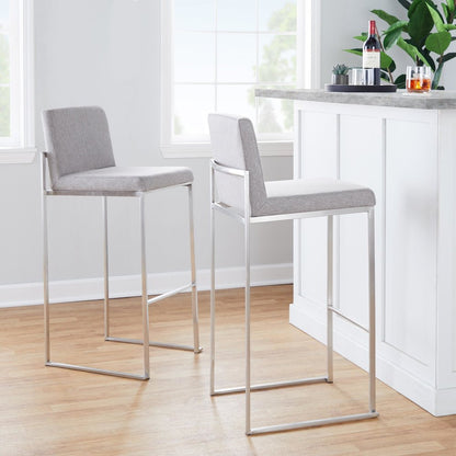 Fuji High Back 30" Fixed-Height Barstool - Set of 3