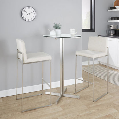 Fuji High Back 30" Fixed-Height Barstool - Set of 3 in Stainless Steel