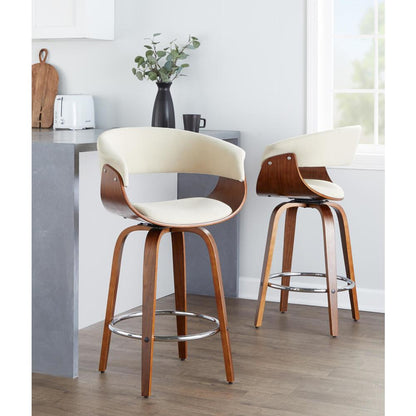 Beige Vintage Mod 26" Fixed-Height Counter Stool - Set of 2