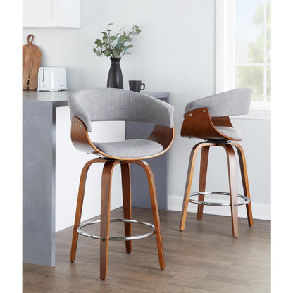Grey Vintage Mod 26" Fixed-Height Counter Stool - Set of 2