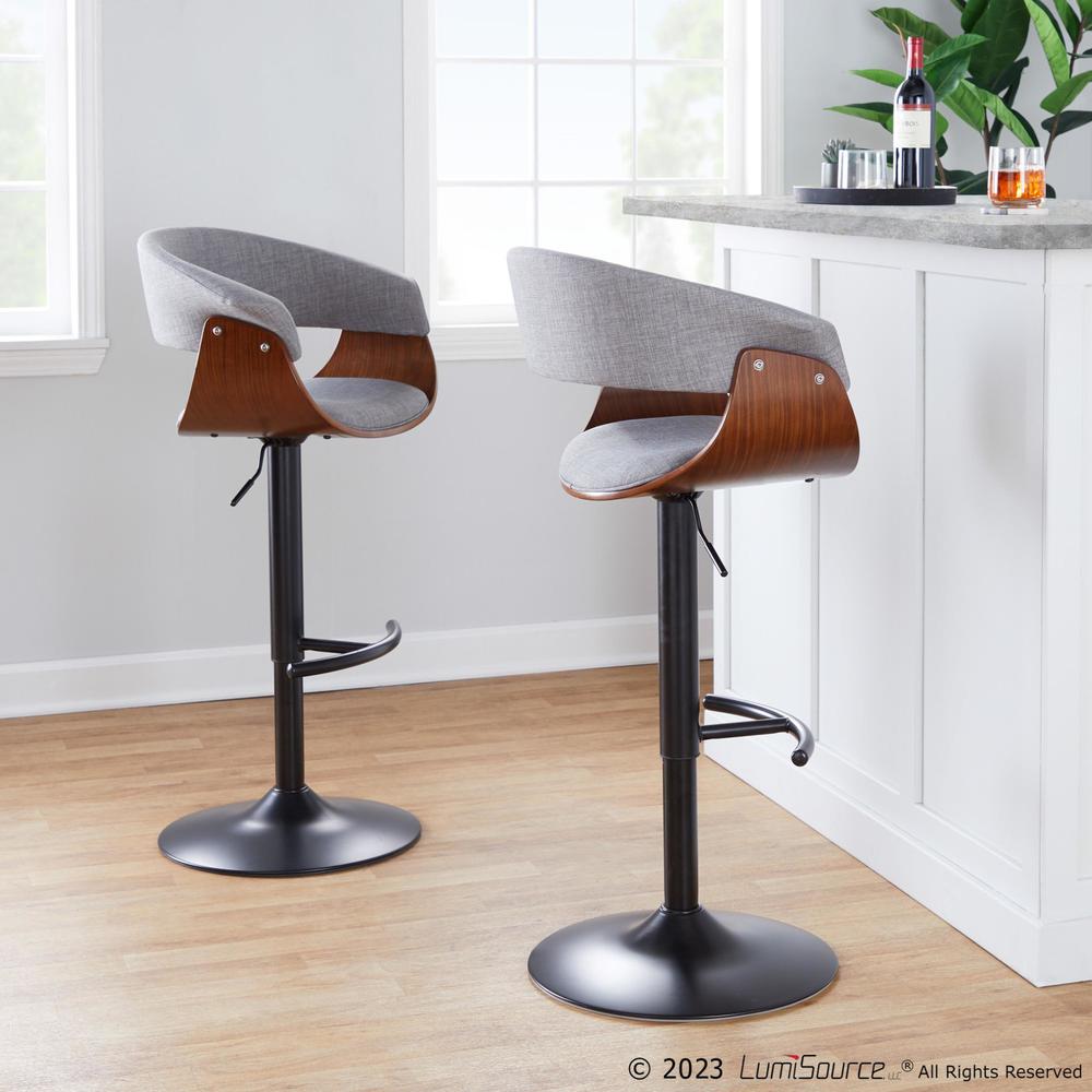 Grey Vintage Mod Adjustable Height Barstool - Set of 2