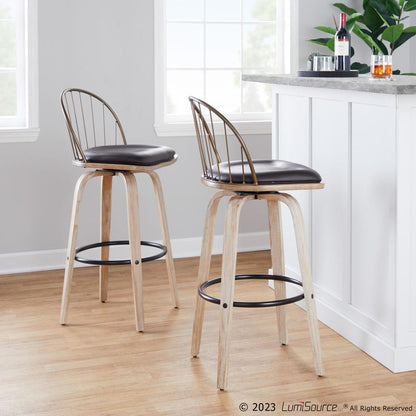Brown Riley 30" Fixed-Height Barstool - Set of 2