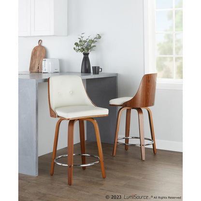 Brown Gianna 24" Fixed-Height Counter Stool - Set of 2