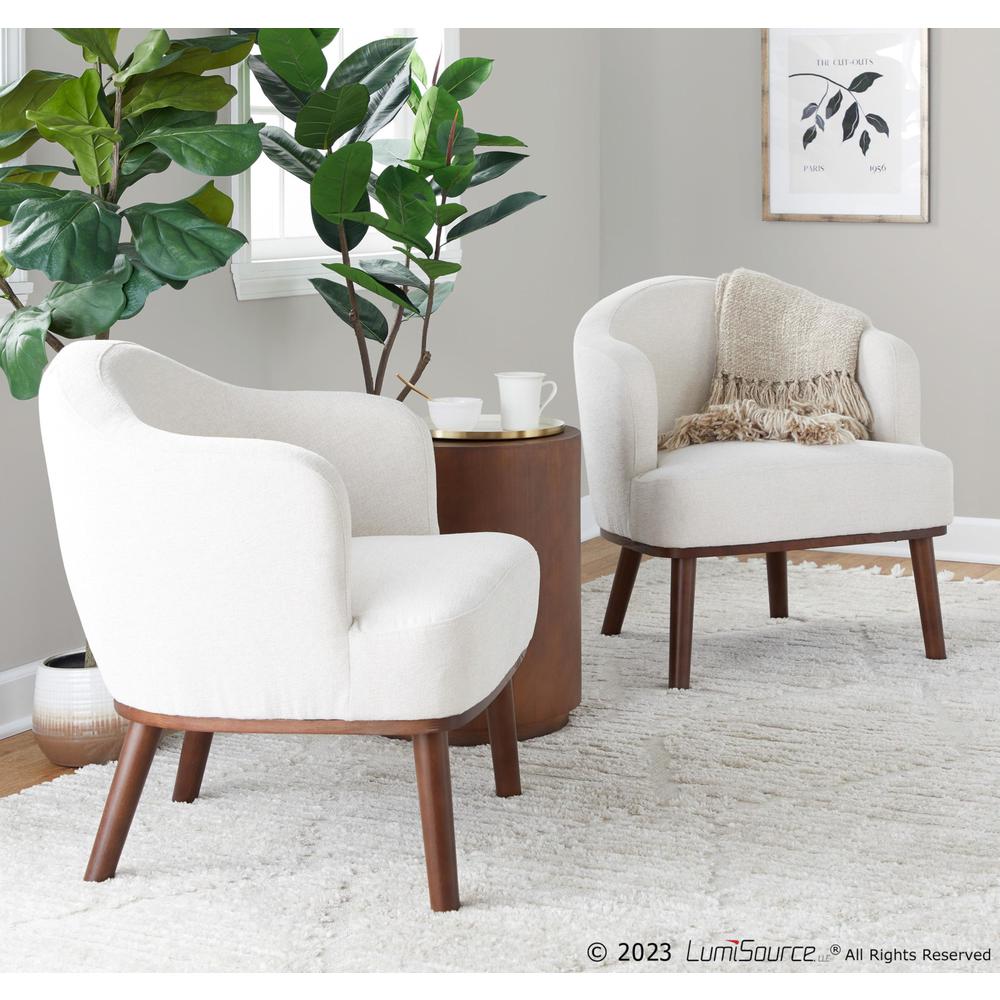 Walnut Wood, Cream Fabric Ahoy Accent Chair