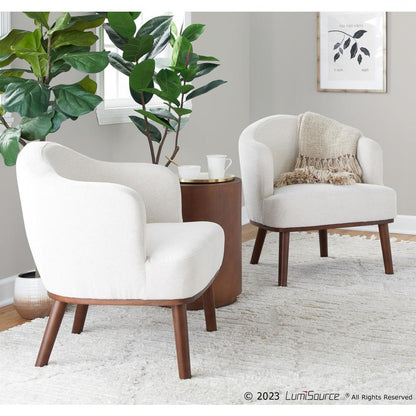 Walnut Wood, Cream Fabric Ahoy Accent Chair