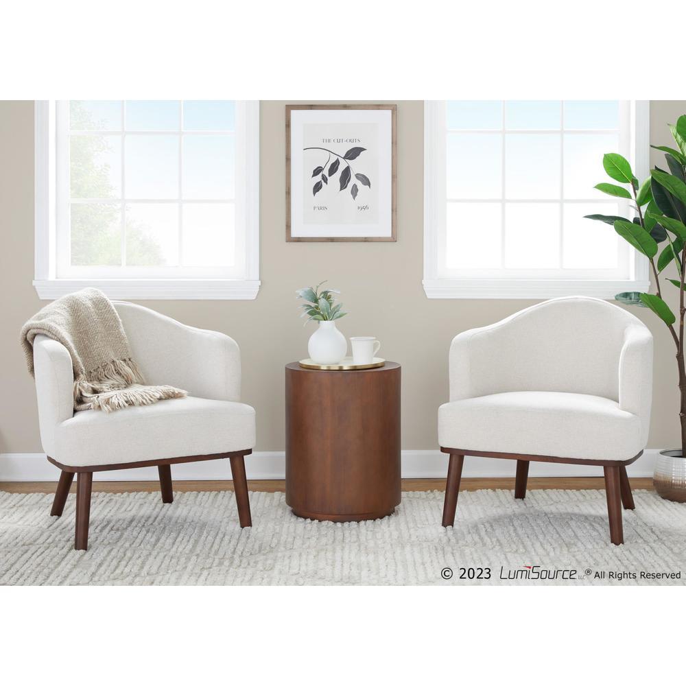 Walnut Wood, Cream Fabric Ahoy Accent Chair