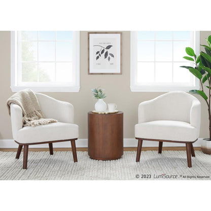 Walnut Wood, Cream Fabric Ahoy Accent Chair