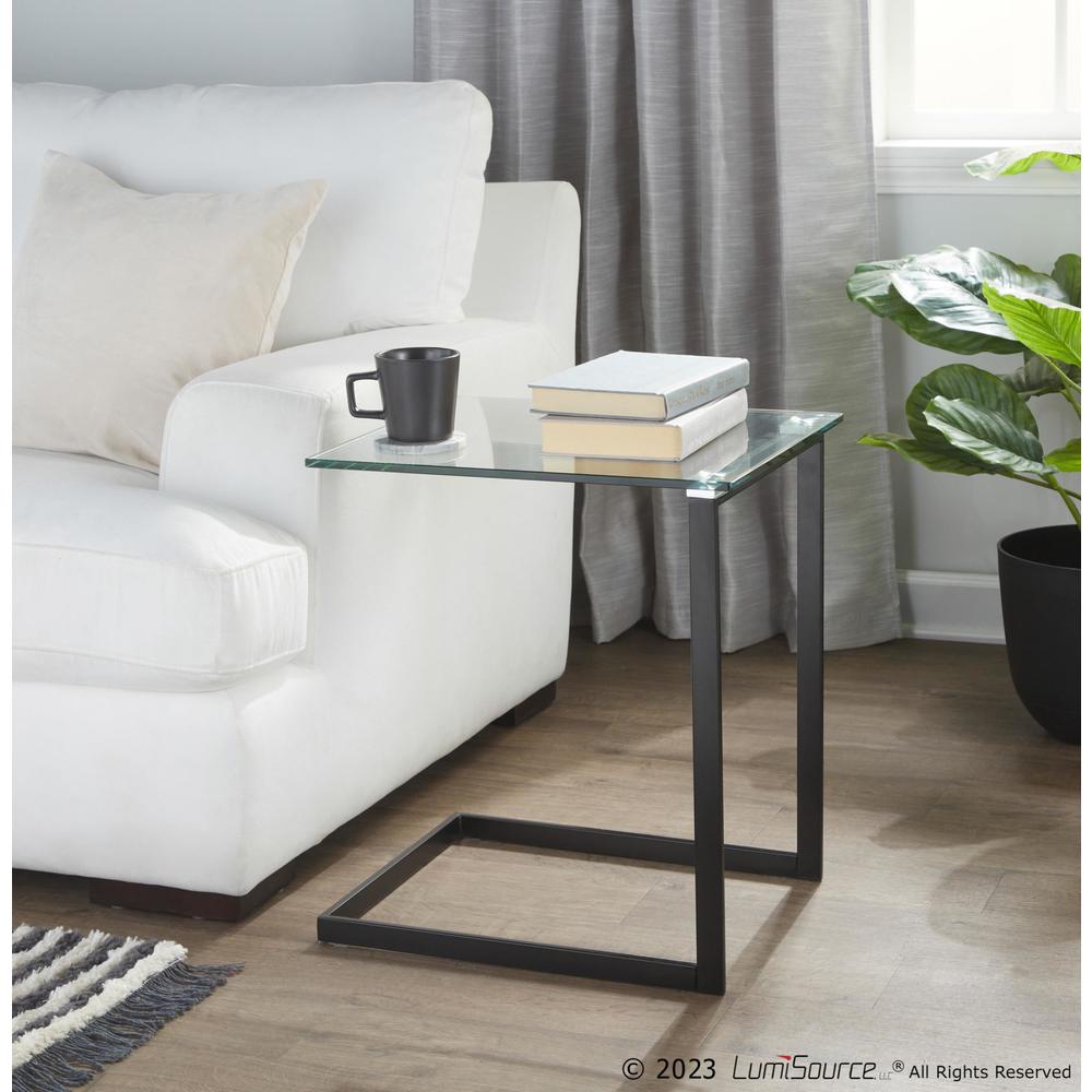 Black Metal, Clear Glass Zenn End Table