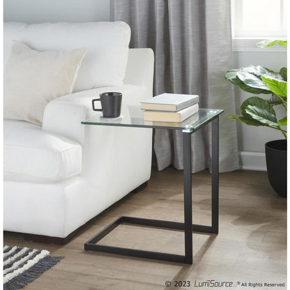 Black Metal, Clear Glass Zenn End Table