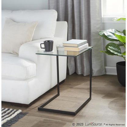 Black Metal, Clear Glass Zenn End Table