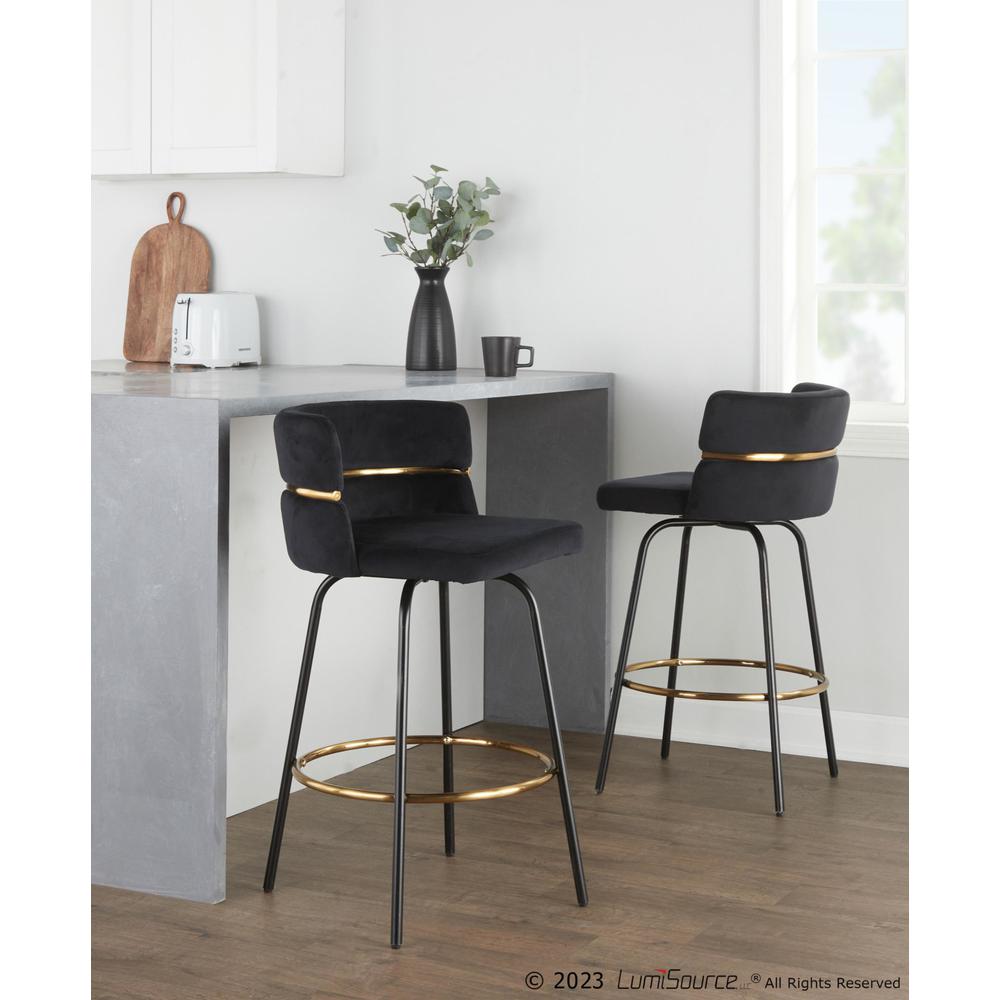 Black Cinch Claire 26" Fixed-Height Counter Stool - Set of 2