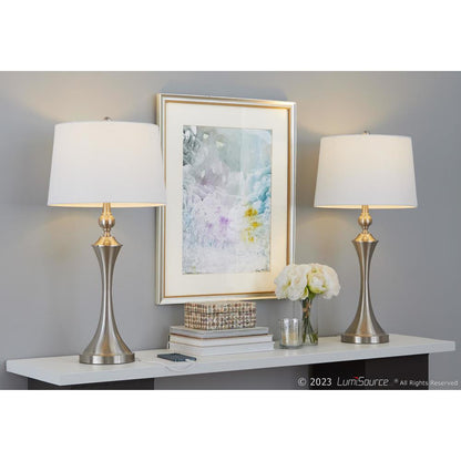 Silver Flint 30" Metal Table Lamp with USB - Set of 2