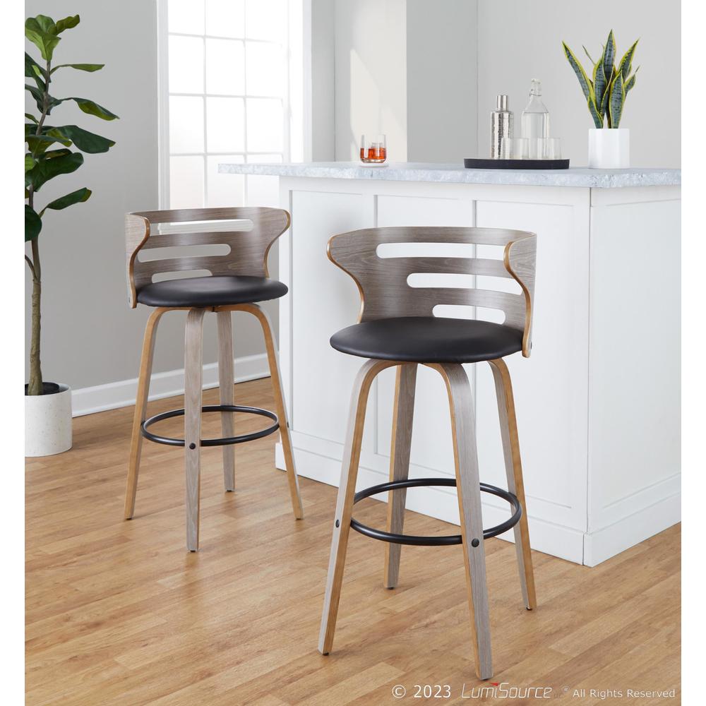 Grey Cosini 30" Fixed-Height Barstool - Set of 2