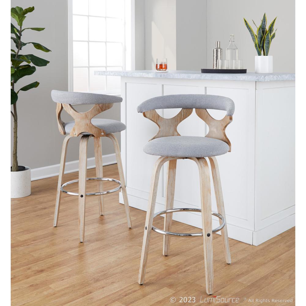 Grey Gardenia 30" Fixed-Height Barstool - Set of 2