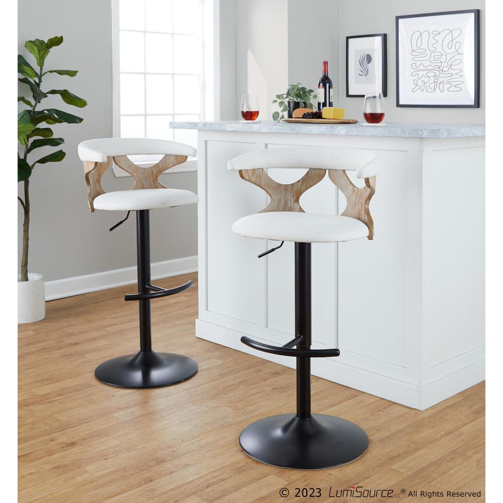 White Gardenia Adjustable Barstool - Set of 2