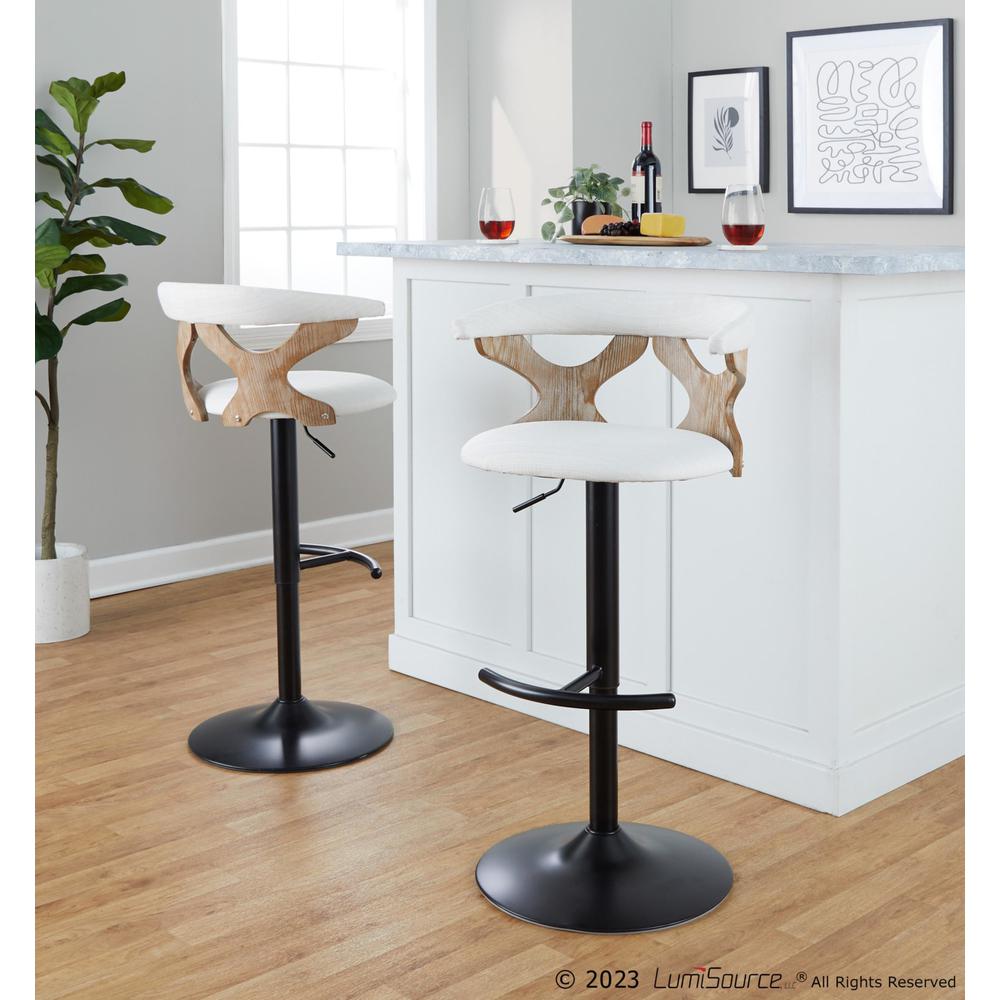 White Gardenia Adjustable Barstool - Set of 2
