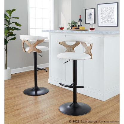 White Gardenia Adjustable Barstool - Set of 2