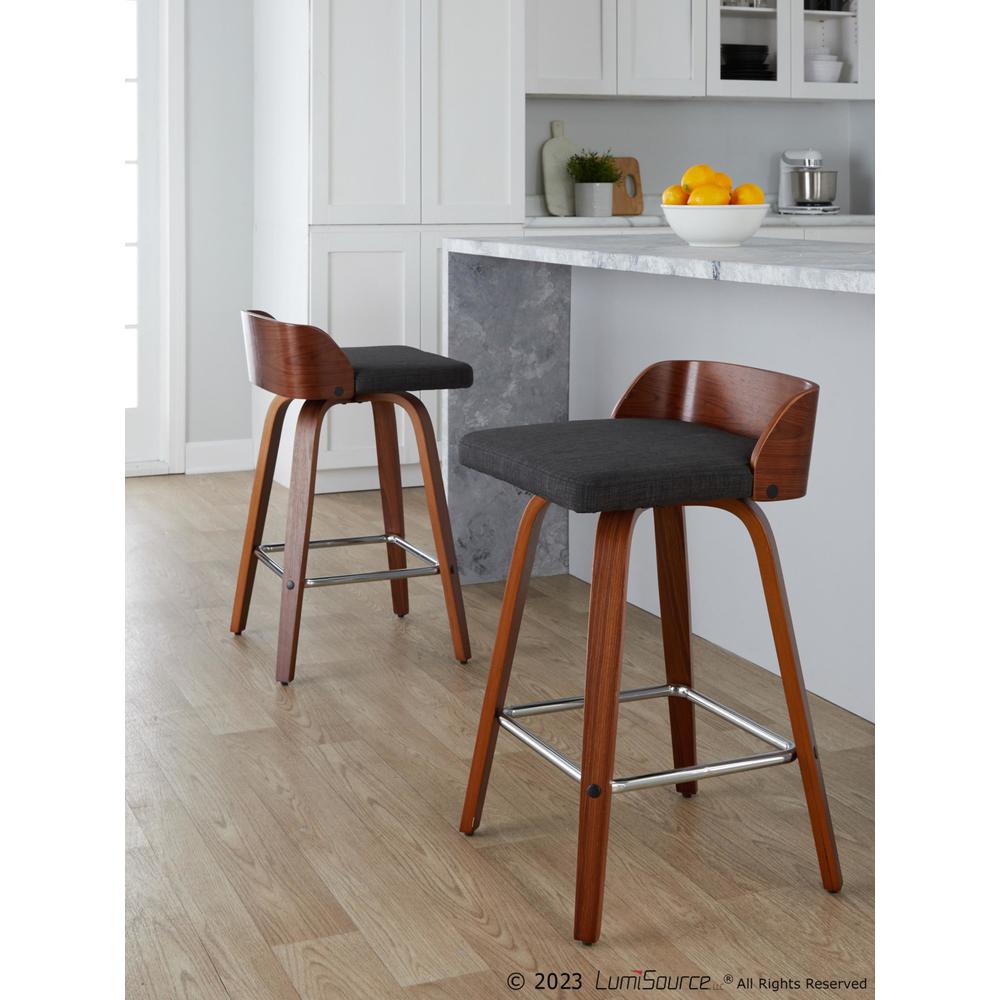 Grey Maya 26" Fixed-Height Counter Stool - Set of 2
