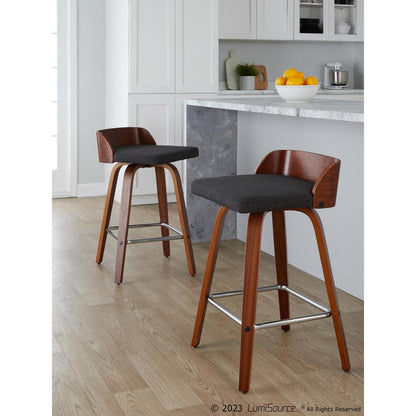 Grey Maya 26" Fixed-Height Counter Stool - Set of 2