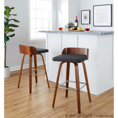 Grey Maya 30" Fixed-Height Barstool - Set of 2