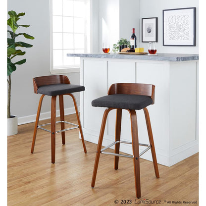 Grey Maya 30" Fixed-Height Barstool - Set of 2