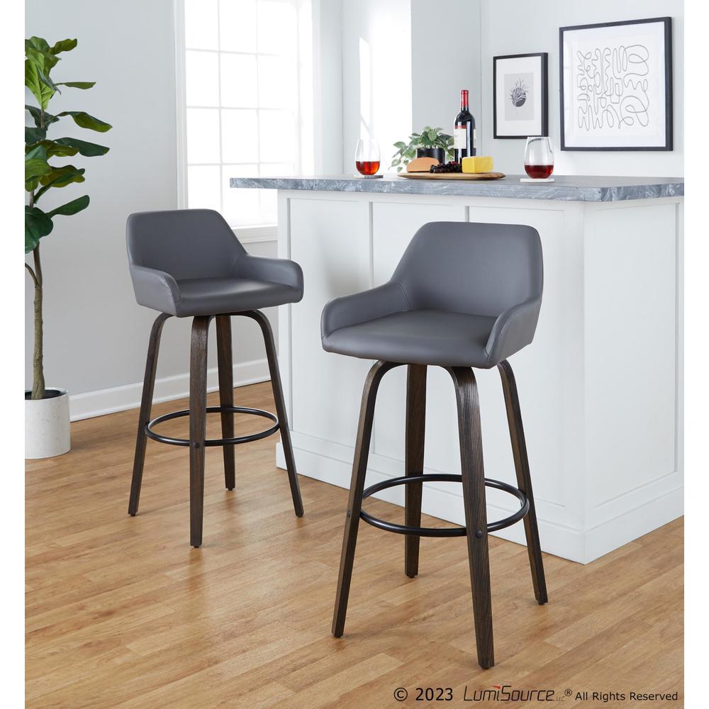 Brown Daniella 30" Fixed-Height Barstool - Set of 2