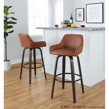 Brown Daniella 30" Fixed-Height Barstool - Set of 2