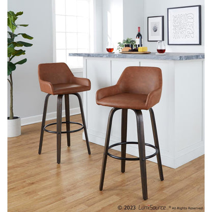 Brown Daniella 30" Fixed-Height Barstool - Set of 2