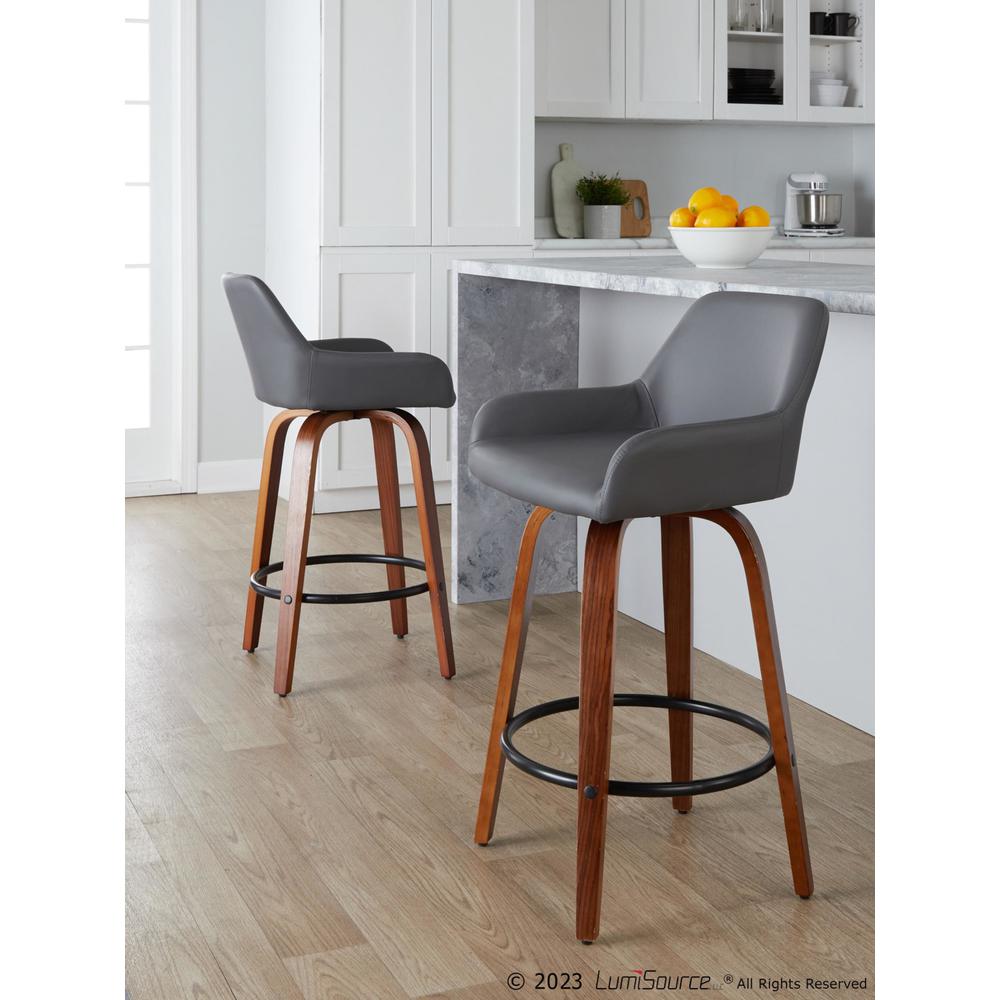 Grey Daniella 26" Fixed-Height Counter Stool - Set of 2