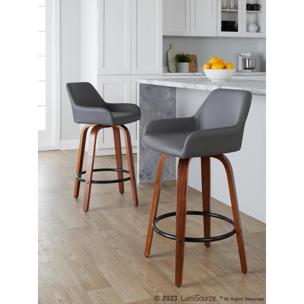 Grey Daniella 26" Fixed-Height Counter Stool - Set of 2