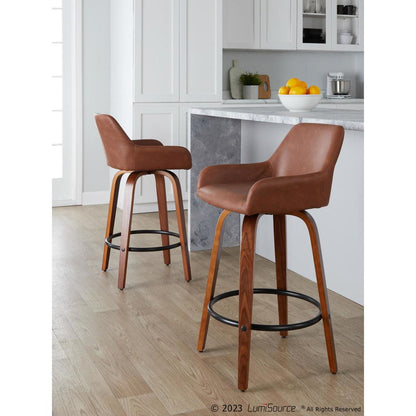 Brown Daniella 26" Fixed-Height Counter Stool - Set of 2