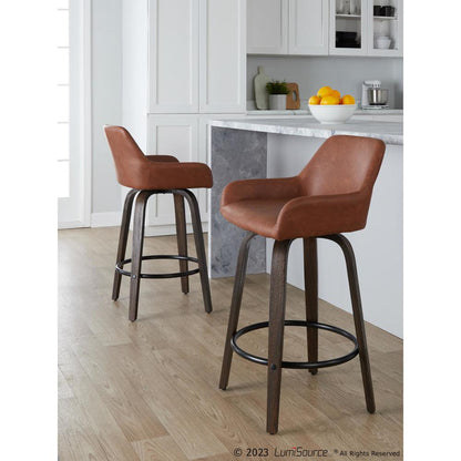Brown Daniella 26" Fixed-Height Counter Stool - Set of 2