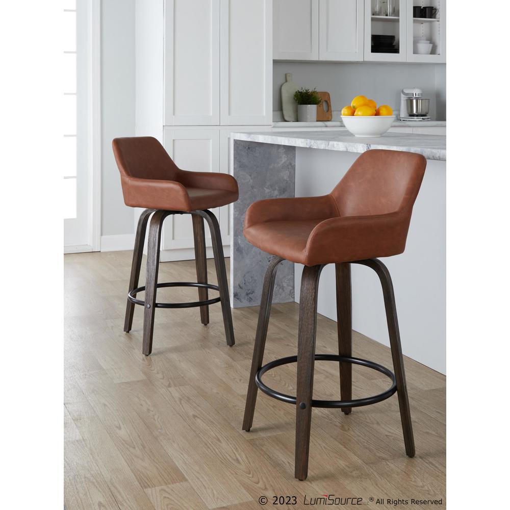 Brown Daniella 26" Fixed-Height Counter Stool - Set of 2