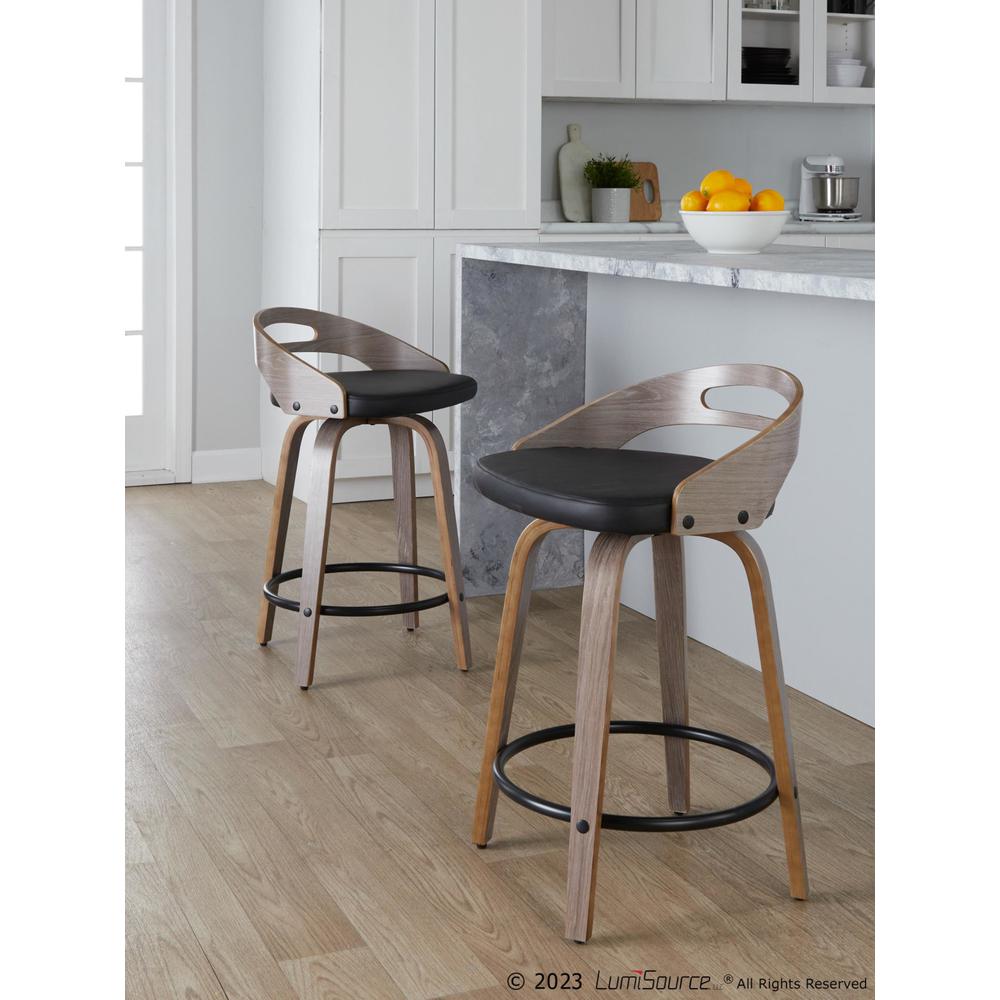 Grey Cassis 24" Fixed-Height Counter Stool - Set of 2