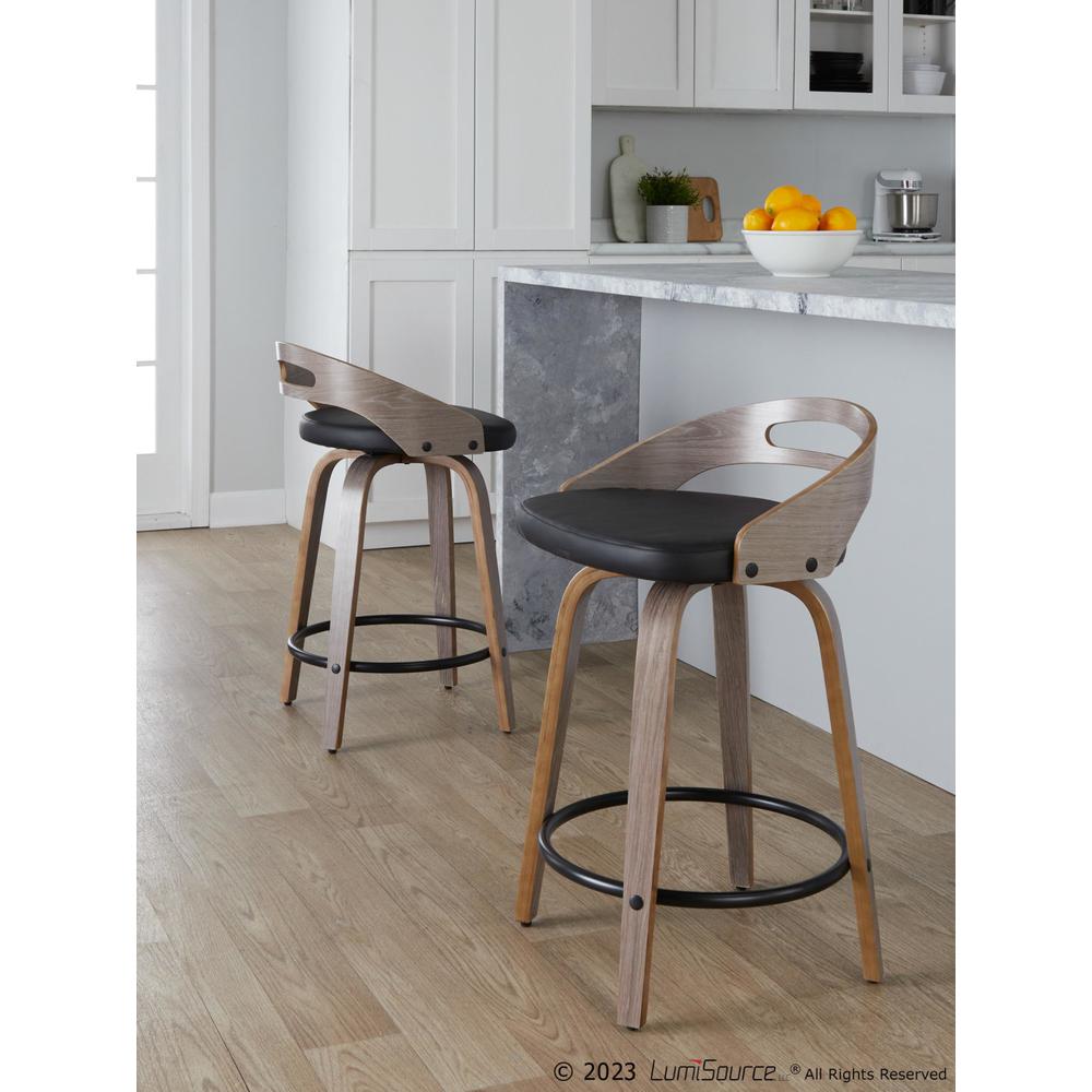 Grey Cassis 24" Fixed-Height Counter Stool - Set of 2