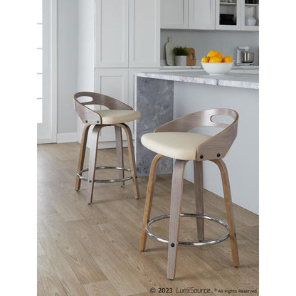 Grey Cassis 24" Fixed-Height Counter Stool - Set of 2