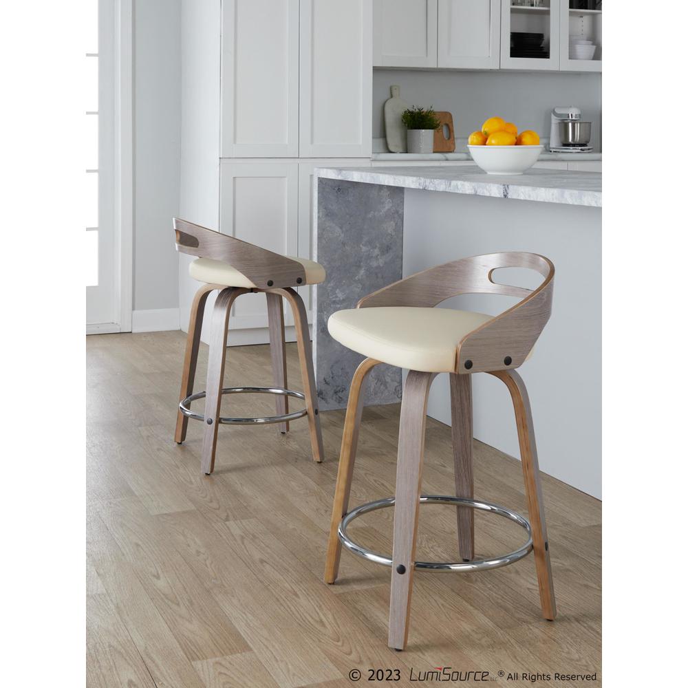 Grey Cassis 24" Fixed-Height Counter Stool - Set of 2