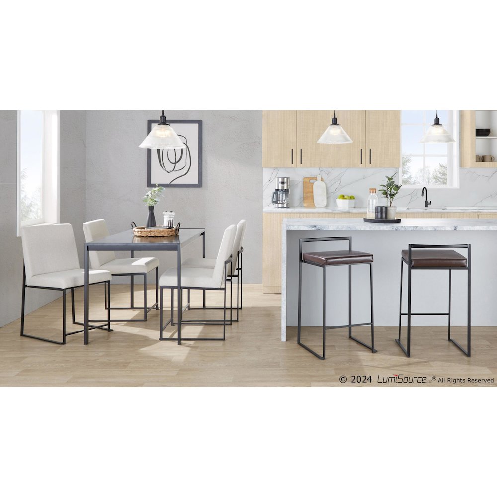 Fuji Stacker 26" Fixed-Height Counter Stool - Set of 3 in Black Metal