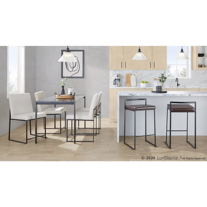Fuji Stacker 26" Fixed-Height Counter Stool - Set of 3 in Black Metal