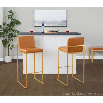 Fuji High Back 30" Fixed-Height Barstool - Set of 2