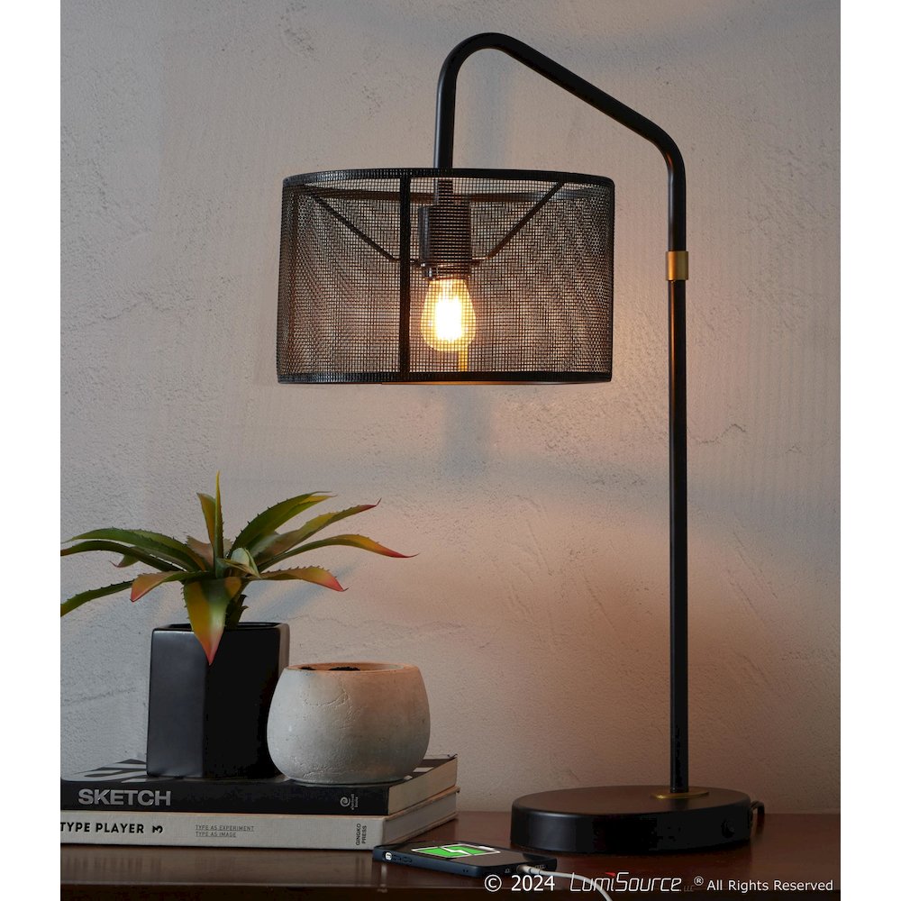 Mod Mesh 27" Metal Task Lamp with USB - Set of 2