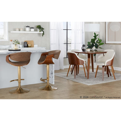 Symphony Adjustable Barstool - Set of 2 in Gold Metal