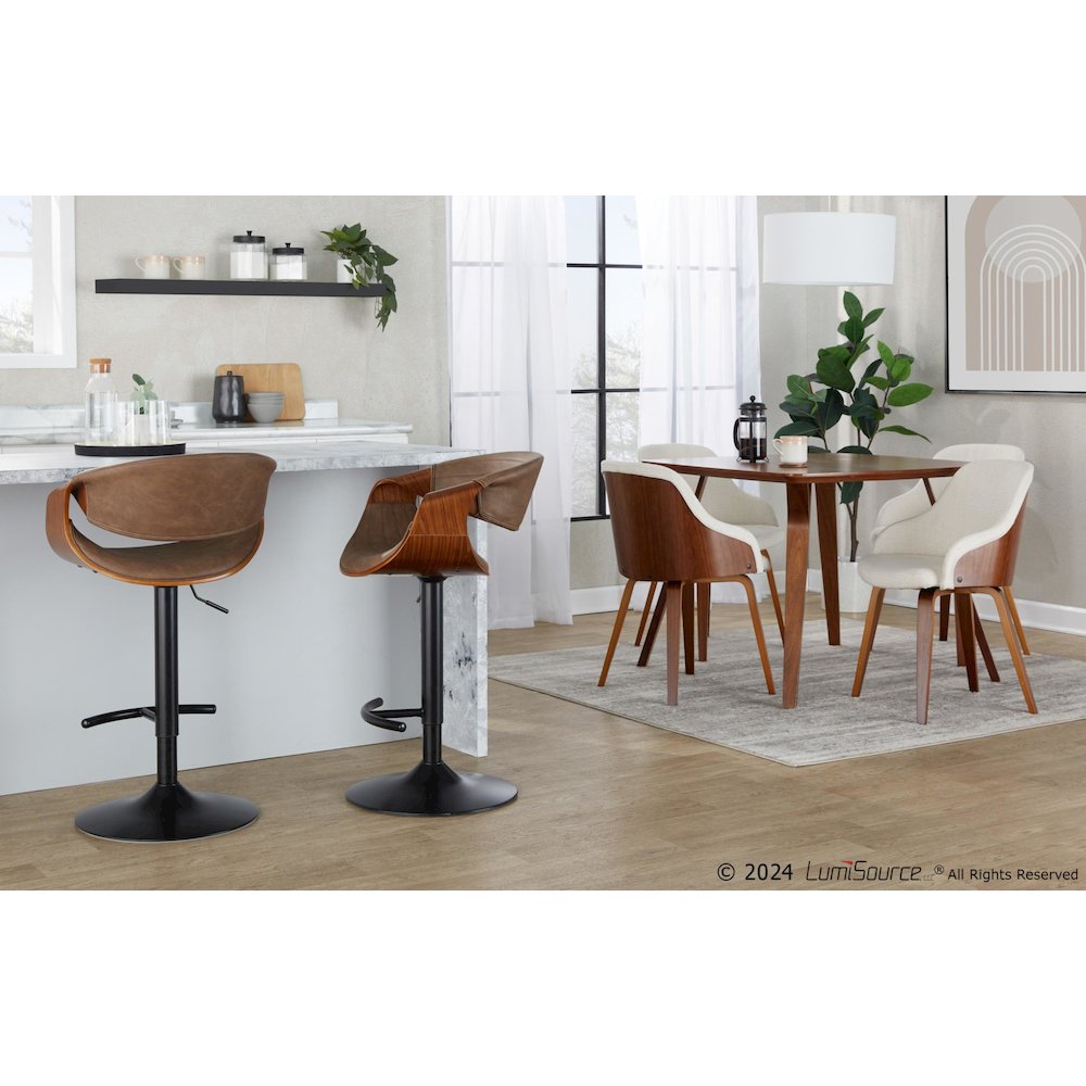 Symphony Adjustable Barstool - Set of 2 in Black Metal