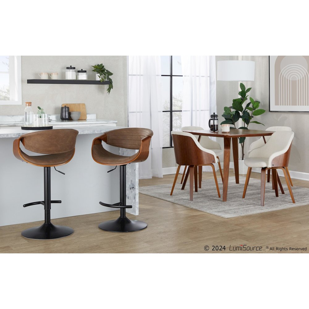 Symphony Adjustable Barstool - Set of 2 in Black Metal