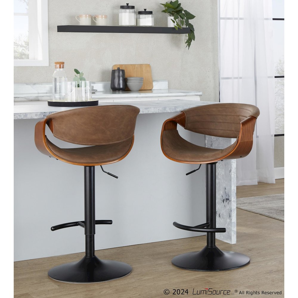 Symphony Adjustable Barstool - Set of 2 in Black Metal