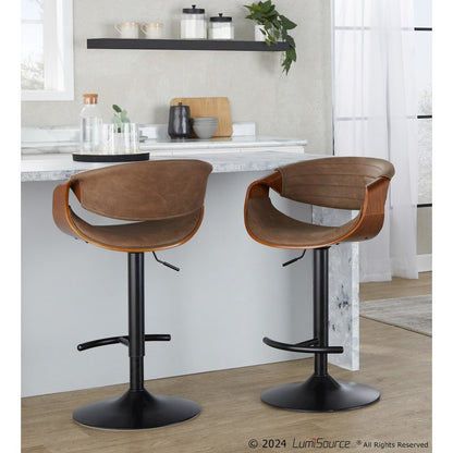 Symphony Adjustable Barstool - Set of 2 in Black Metal