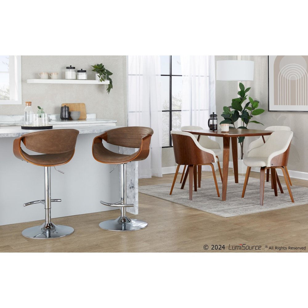 Symphony Adjustable Barstool - Set of 2 in Chrome Metal