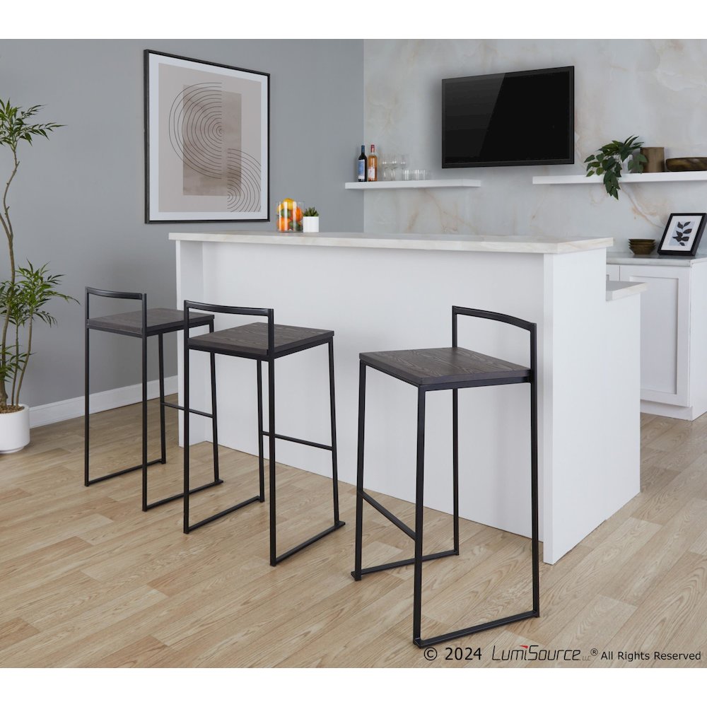Fuji Stacker 30" Fixed-Height Barstool - Set of 2