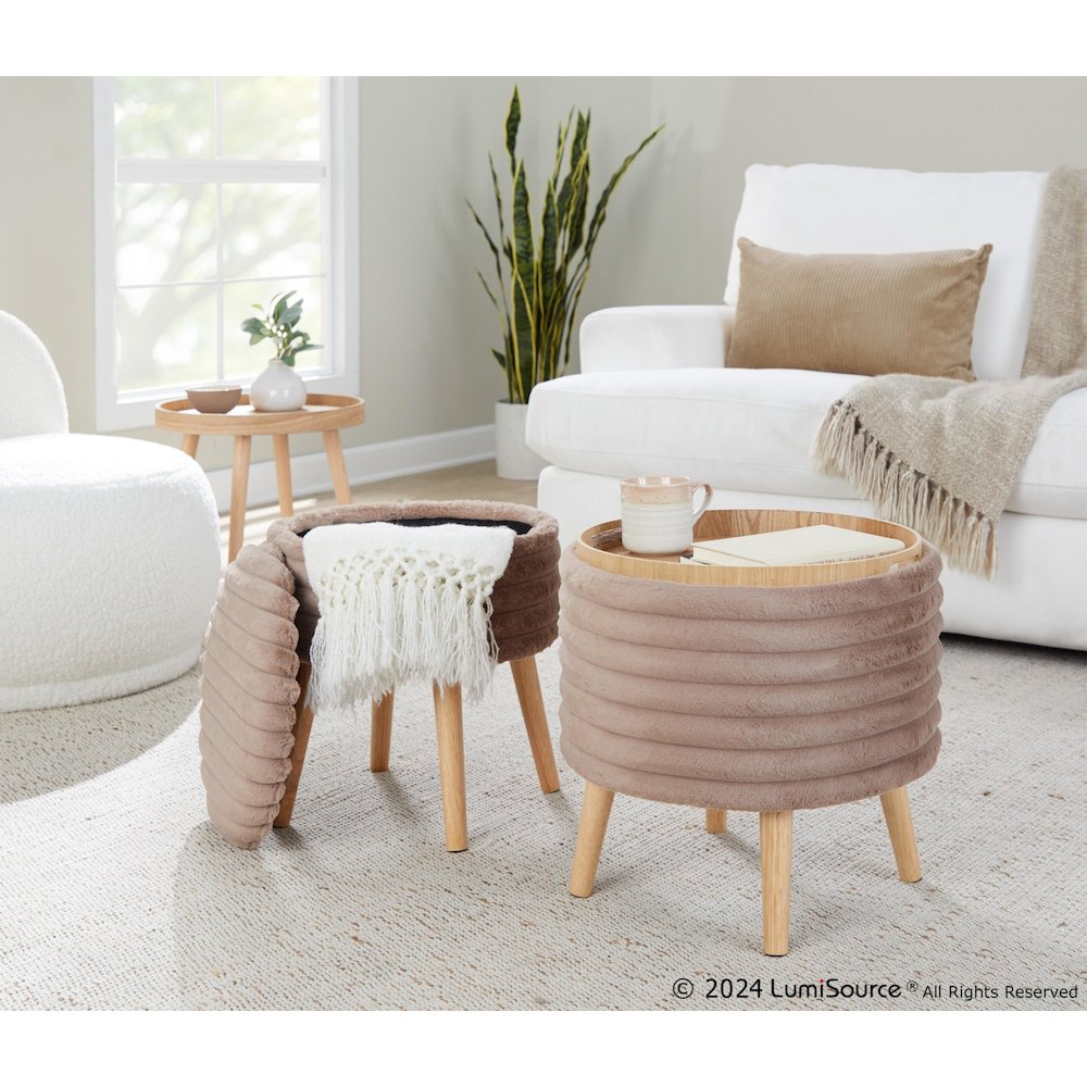 Tray Plush Storage Ottoman Set