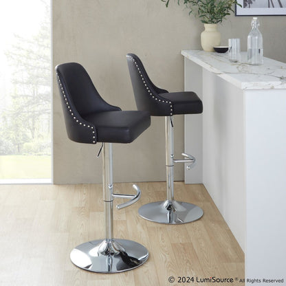 Studded Marcel Adjustable Barstool - Set of  2